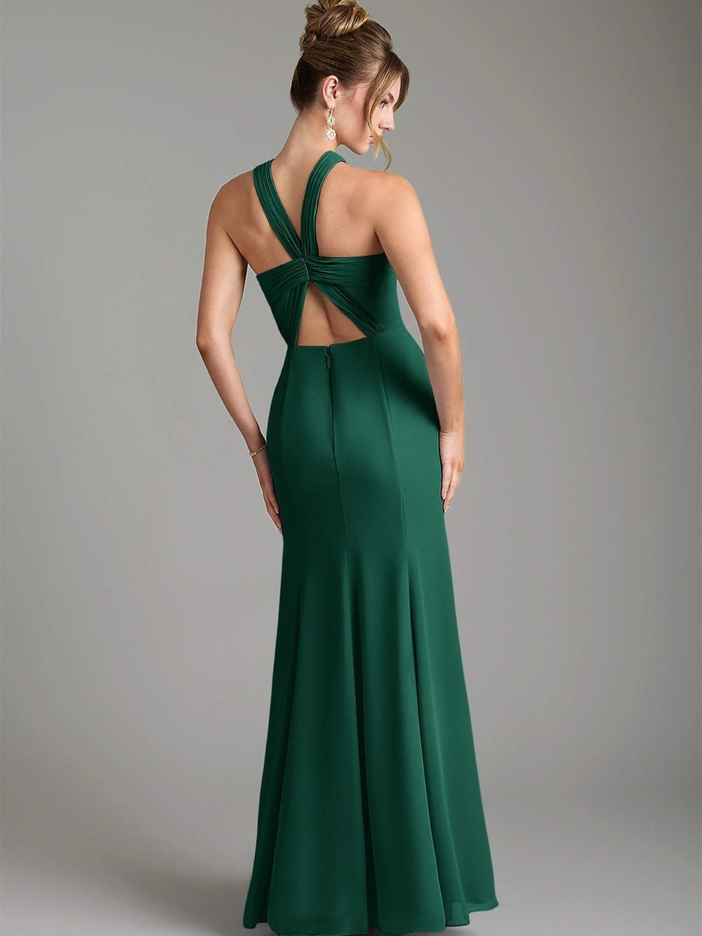 Azazie Rue Emerald A-Line Halter Chiffon Evening Gown Homecoming Formal Dress - Picture 2 of 10